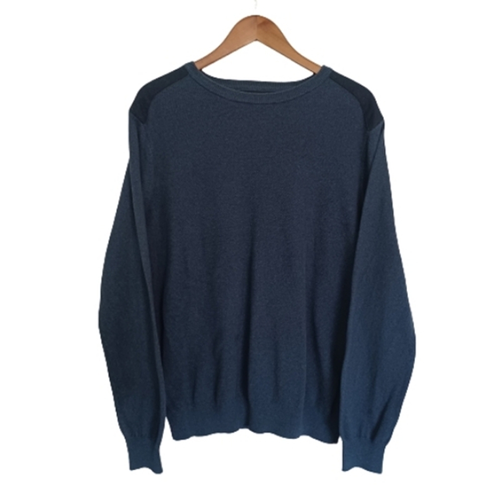 CEDAR WOOD STATE Cotton Navy Blue Knit Crewneck Long Sleeve Sweater Shirt Top
